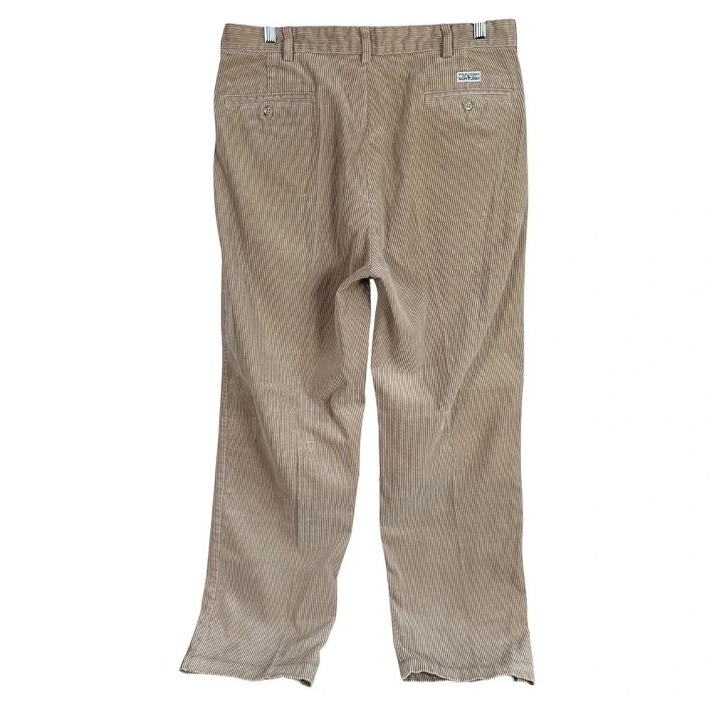 Vintage‎ Polo Ralph Lauren Corduroy Pants 35x32 Tan Double Pleated Straight Leg